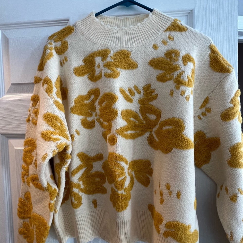 Vici Cream and Yellow Floral Sweater